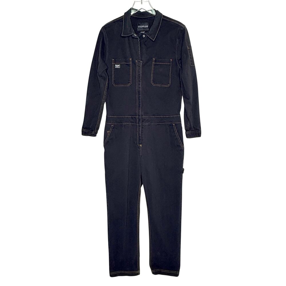 Wildfang The Essential Long Sleeve Coverall L Washed Black Jumpsuit Streetwear